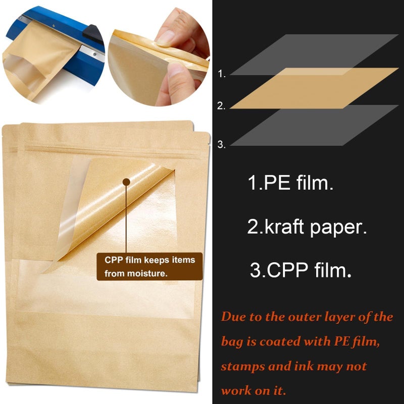 Blisstime Stand Up Pouches, 50 Pack Kraft Paper Bags with Matte Window and Tear Notch Resealable Bags for Small Business Home Use (4 x 6.5 Inches) - Image 5